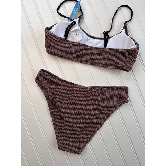 NWT Cupshe Scoop Neck Bikini Top & High-Cut Bottoms Set 2 PC Swim Bundle Size M - Picture 10 of 11